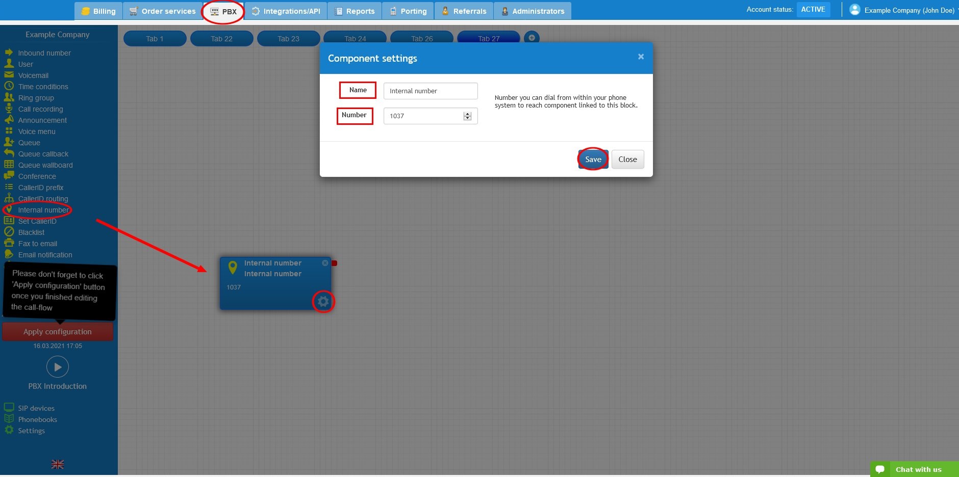 internal number assignment for object auftrag